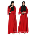 Moda islâmica vestuário abaya rendas bordado abaya vestido poliéster de cor sólida dubai abaya